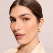 Cream Pearl Hoop Earrings on model