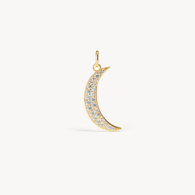 Crescent Moon Pavé Charm Gold