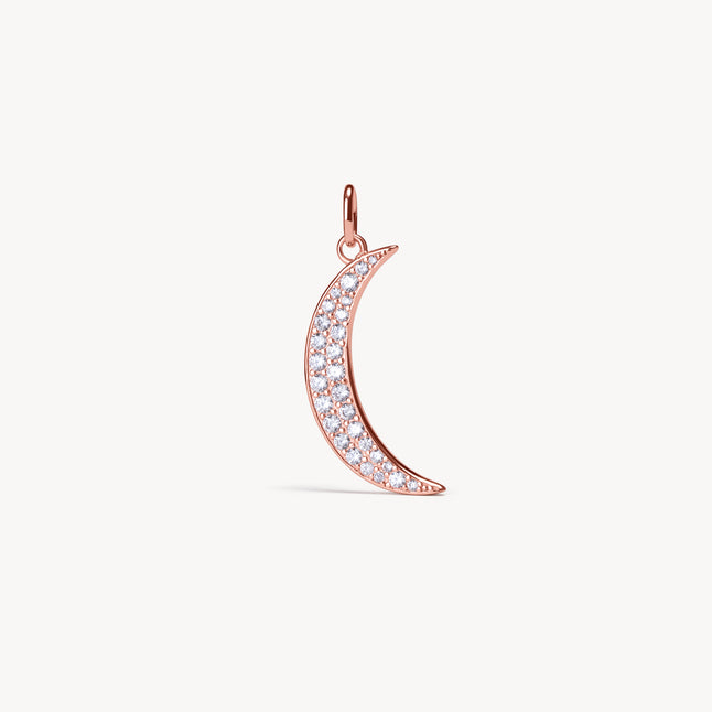 Crescent Moon Pavé Charm Rose Gold