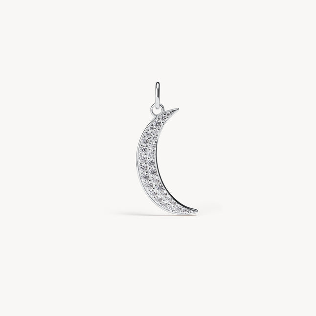 Crescent Moon Pavé Charm Silver