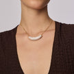 Champagne Curved Sparkle Necklace on model
