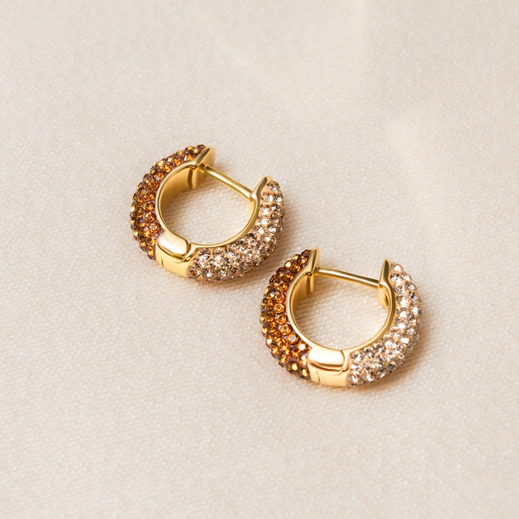 Amber & Gold Sparkle Reversible Hoop Earrings — Small