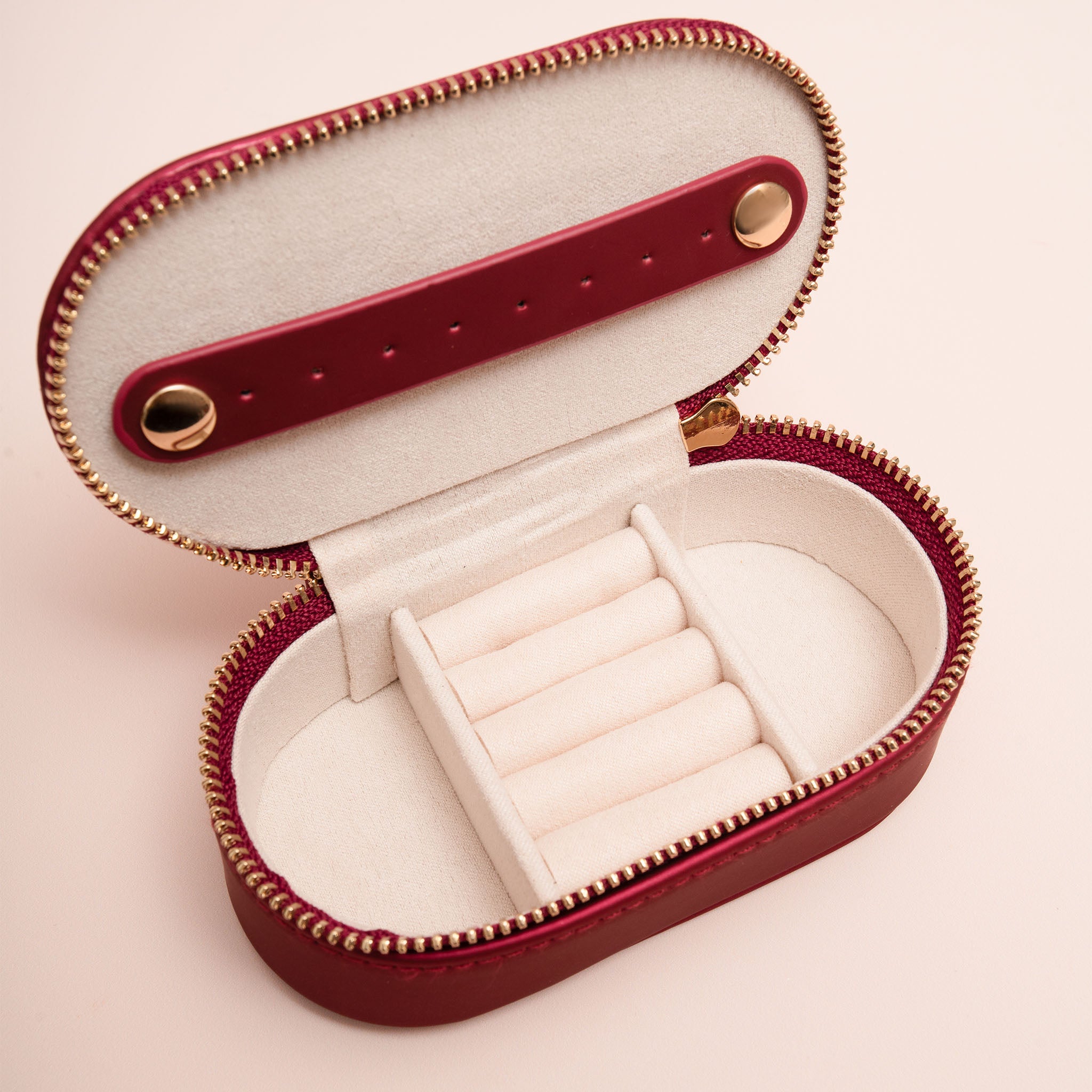 Small Merlot Travel Jewelry Case