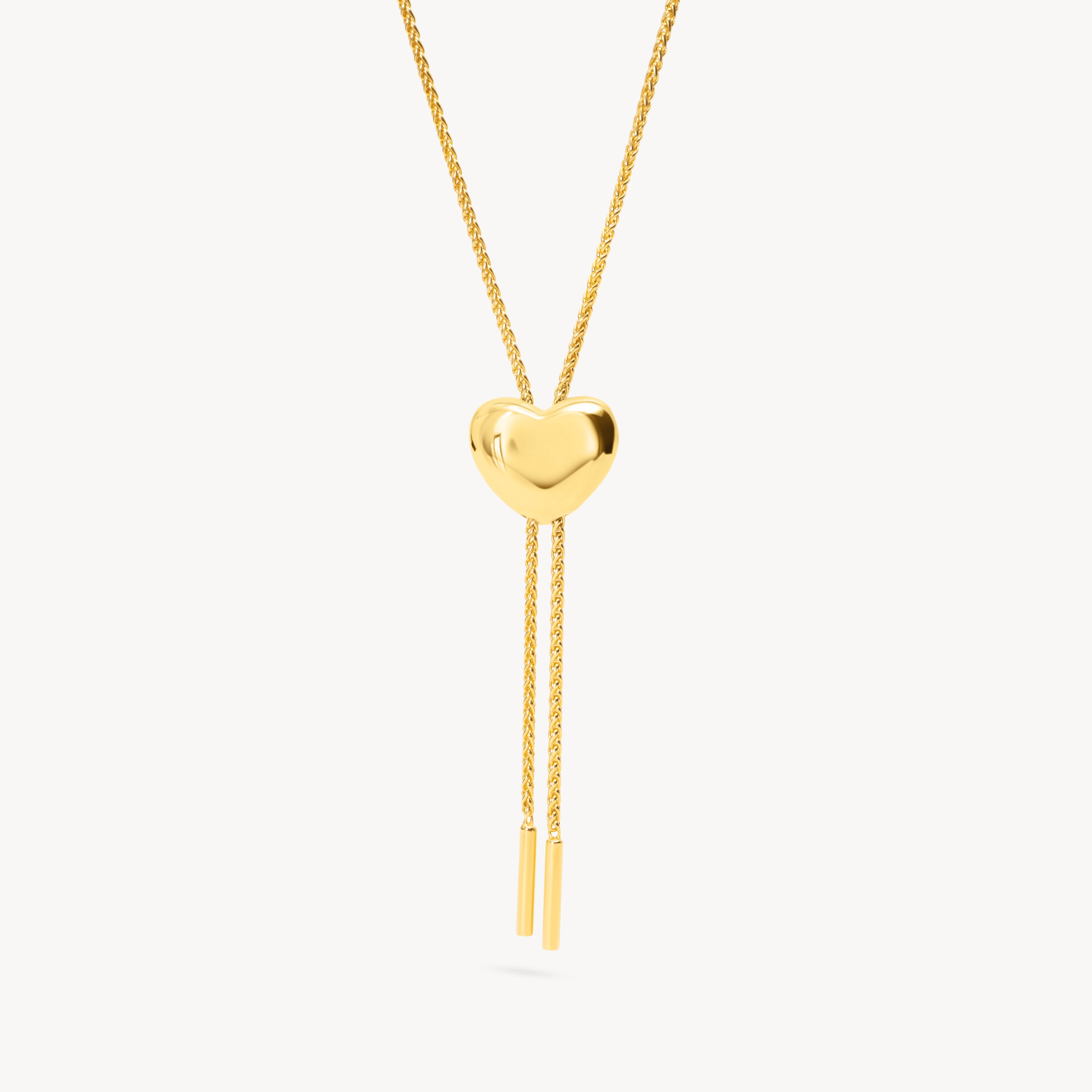 Puffy Heart Bolo Tie Gold