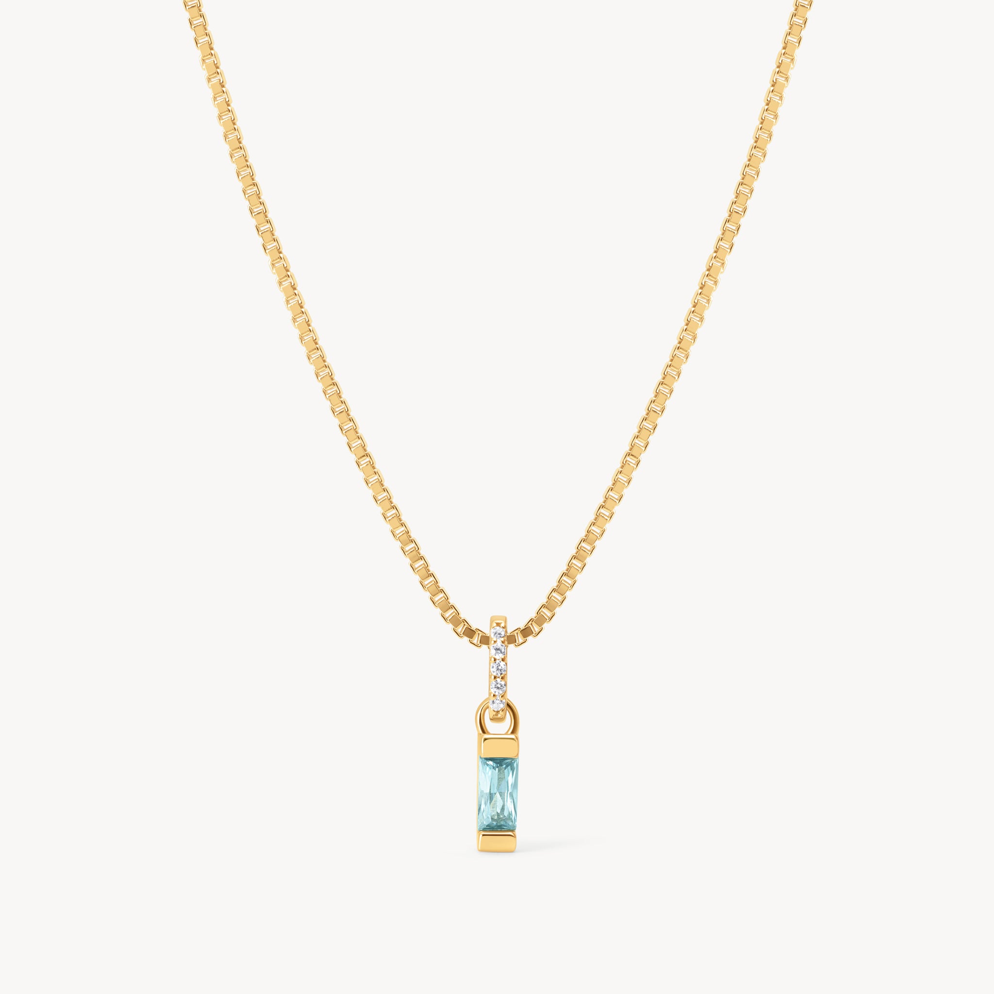 December Gold Birthstone Baguette Necklace