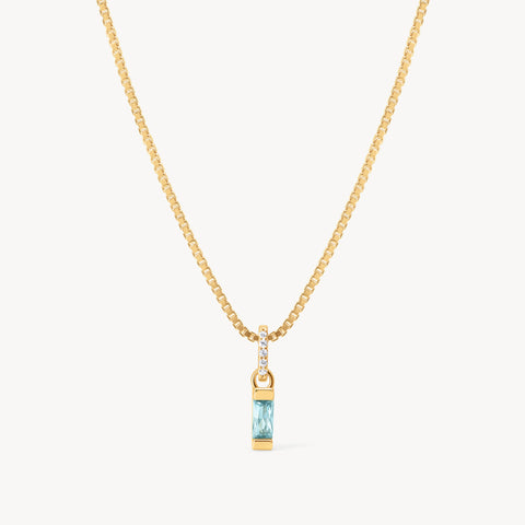 December Gold Birthstone Baguette Necklace