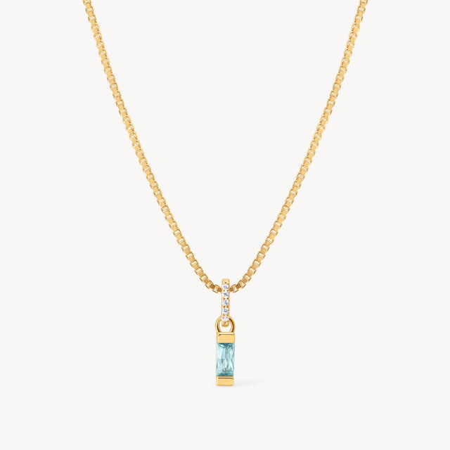 December Gold Birthstone Baguette Necklace
