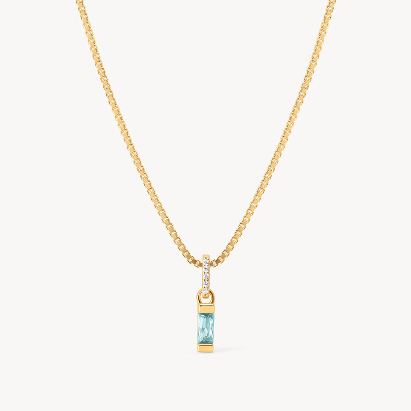 December Gold Birthstone Baguette Necklace