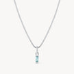 December Silver Birthstone Baguette Necklace