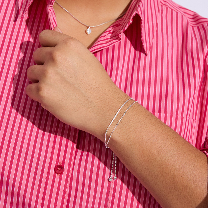 Double Chain Bracelet in silver on model