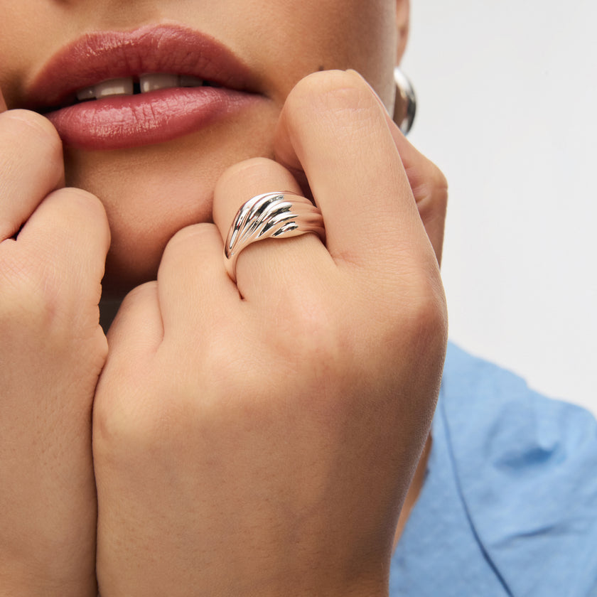 Silver Drift Ring on model