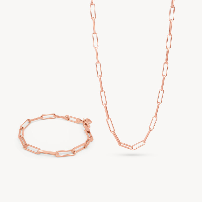 Rose Gold Era Chain Bracelet + Necklace Set