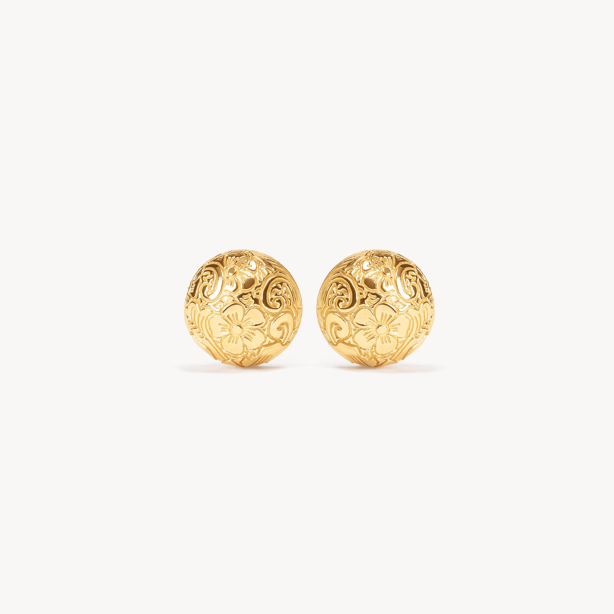 Etched Floral Stud Earrings