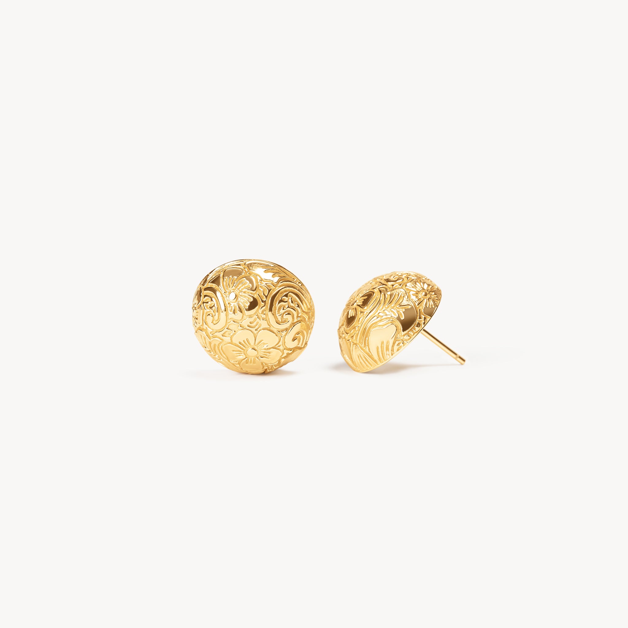 Etched Floral Stud Earrings