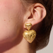 Etched Floral Statement Earrings on model