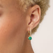 Holiday Sparkle Bezel Hoop Earrings Evergreen on model