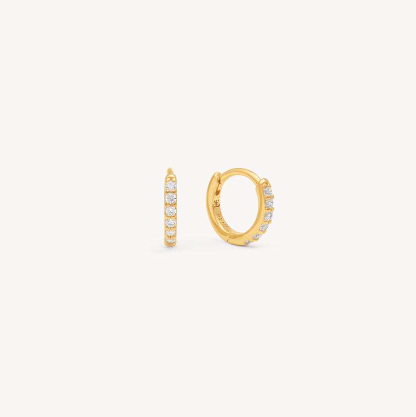 Gold Extra Small Pavé Hoop Earrings