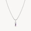 Silver February Birthstone Baguette Necklace