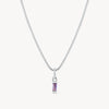 Silver February Birthstone Baguette Necklace