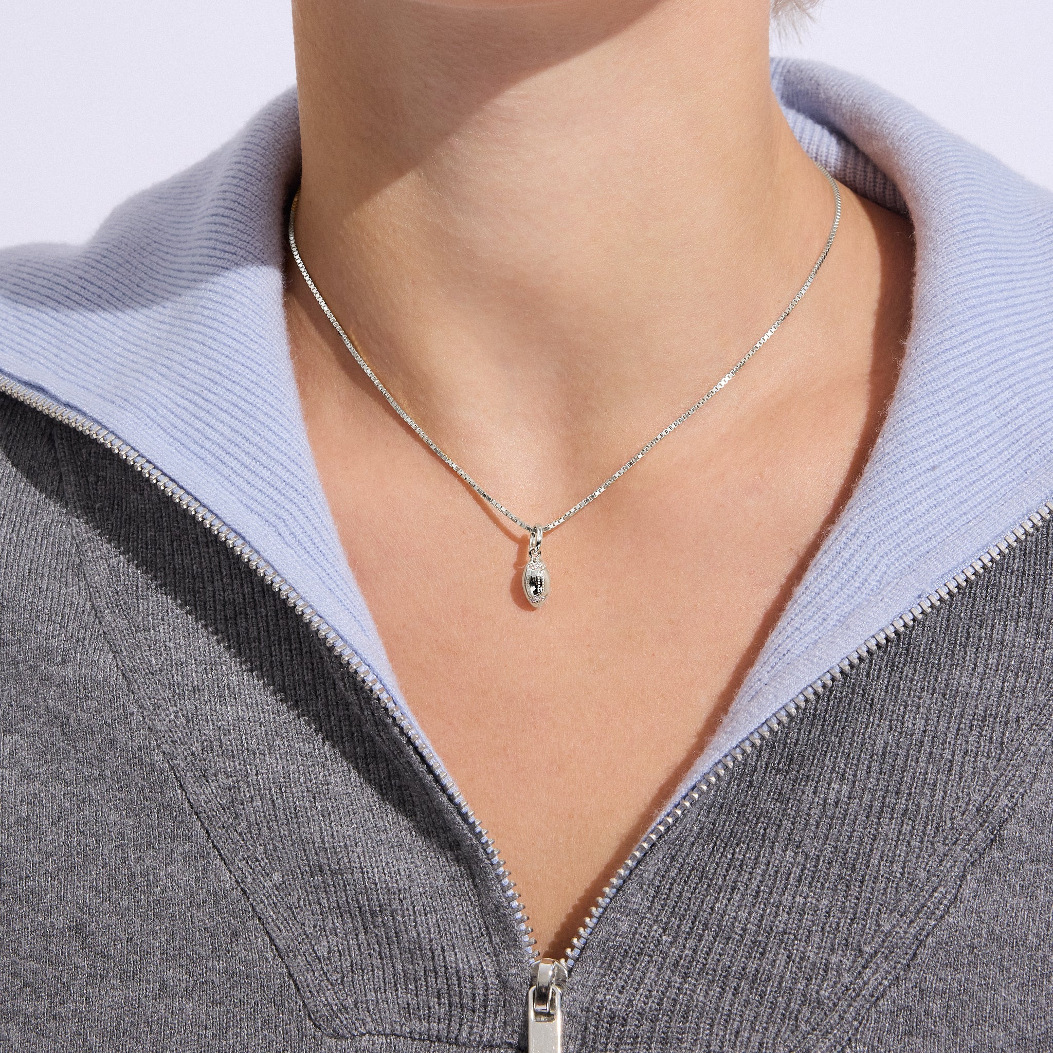 Football Charm Silver on model