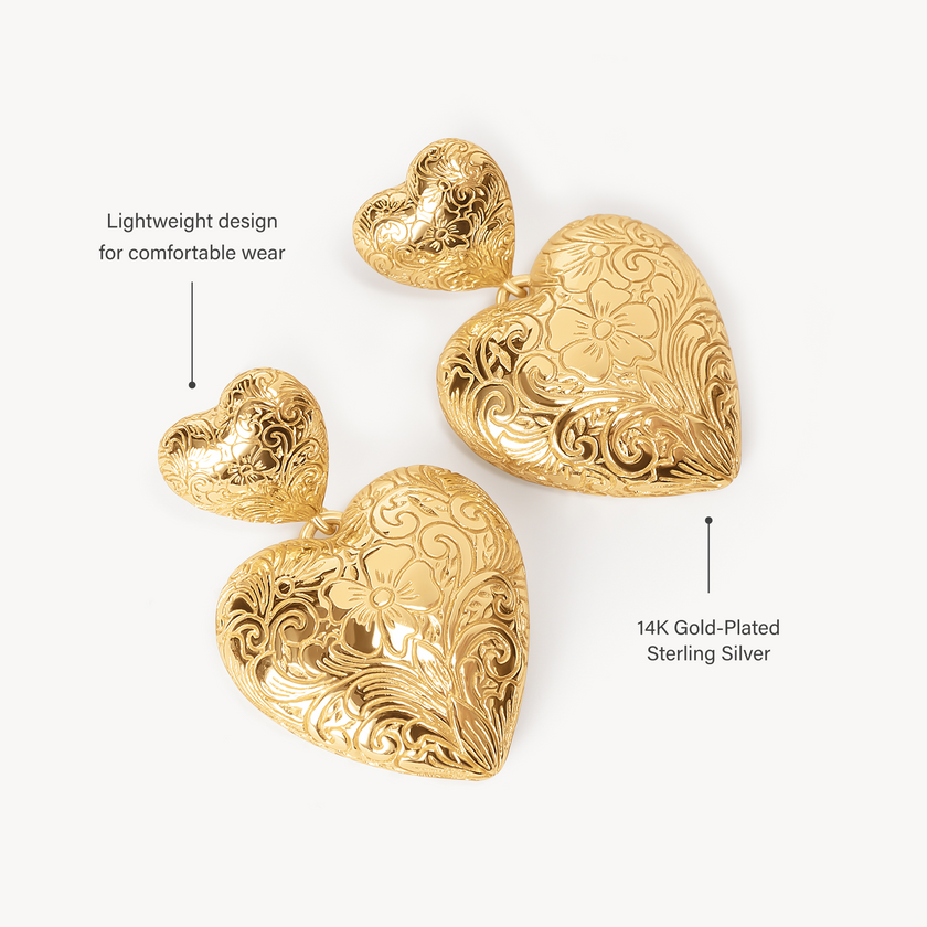 Etched Floral Statement Earrings with product highlights