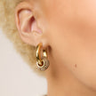 Lux Sparkle Charm Hoop Earrings Gold on model