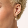 Sparkle Bezel Hoop Earrings Gold on model