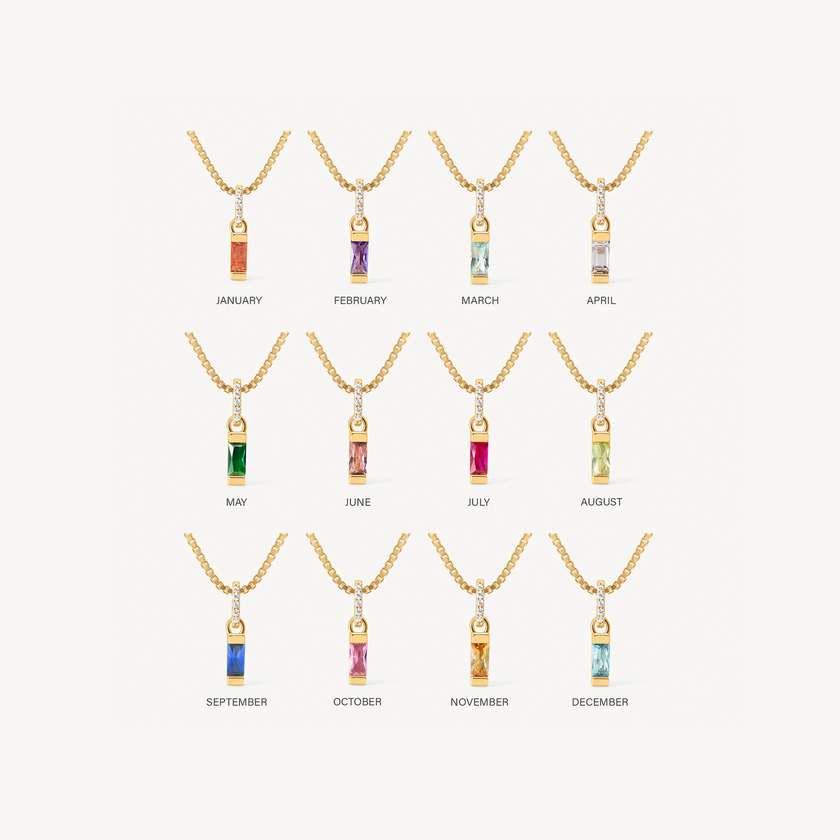 Gold Birthstone Baguette Charms