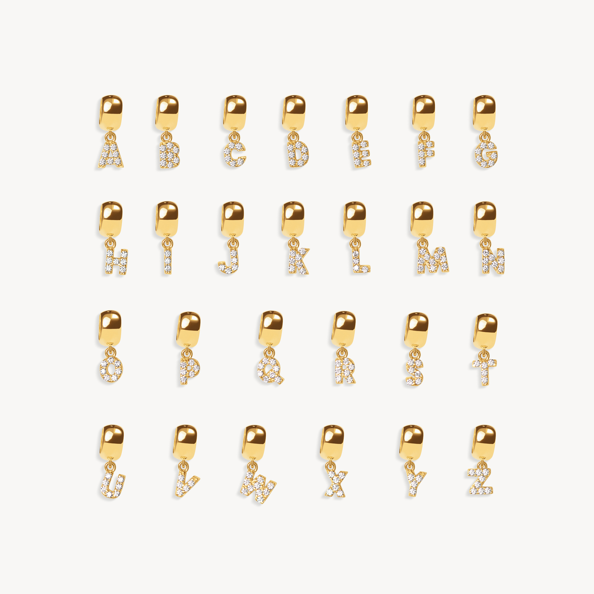 Gold Pave Letter Bead Charms