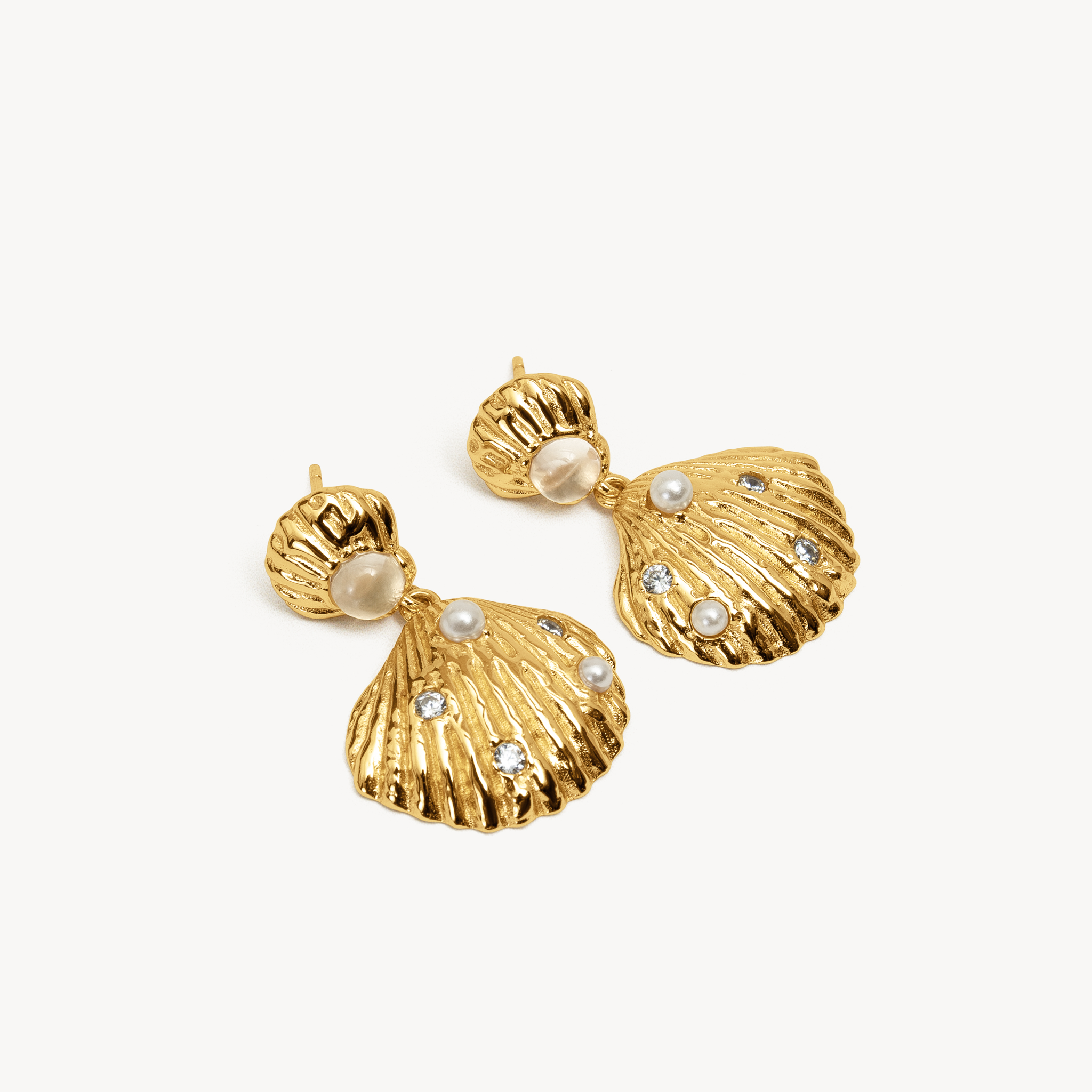 Golden Shell Drop Earrings