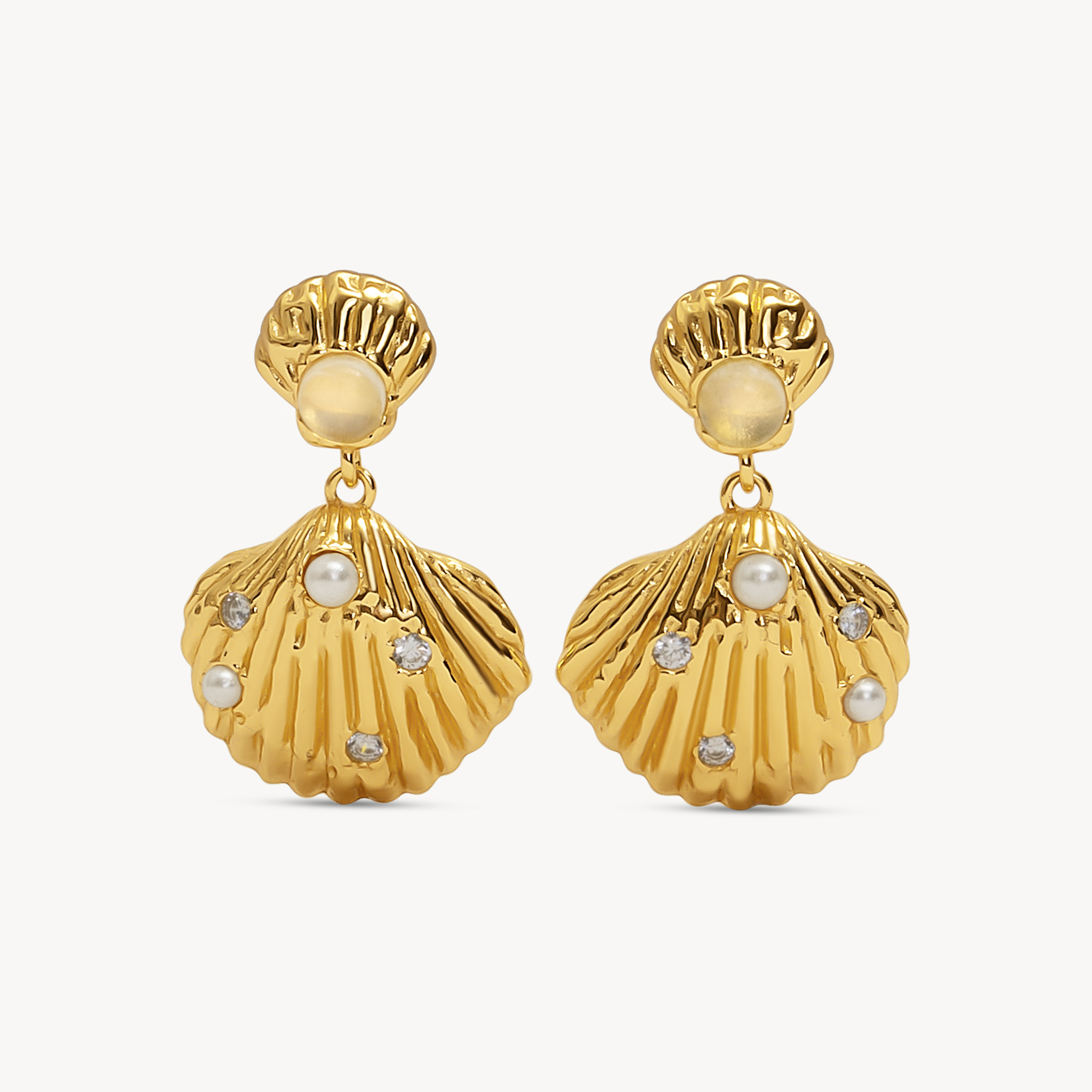 Golden Shell Drop Earrings