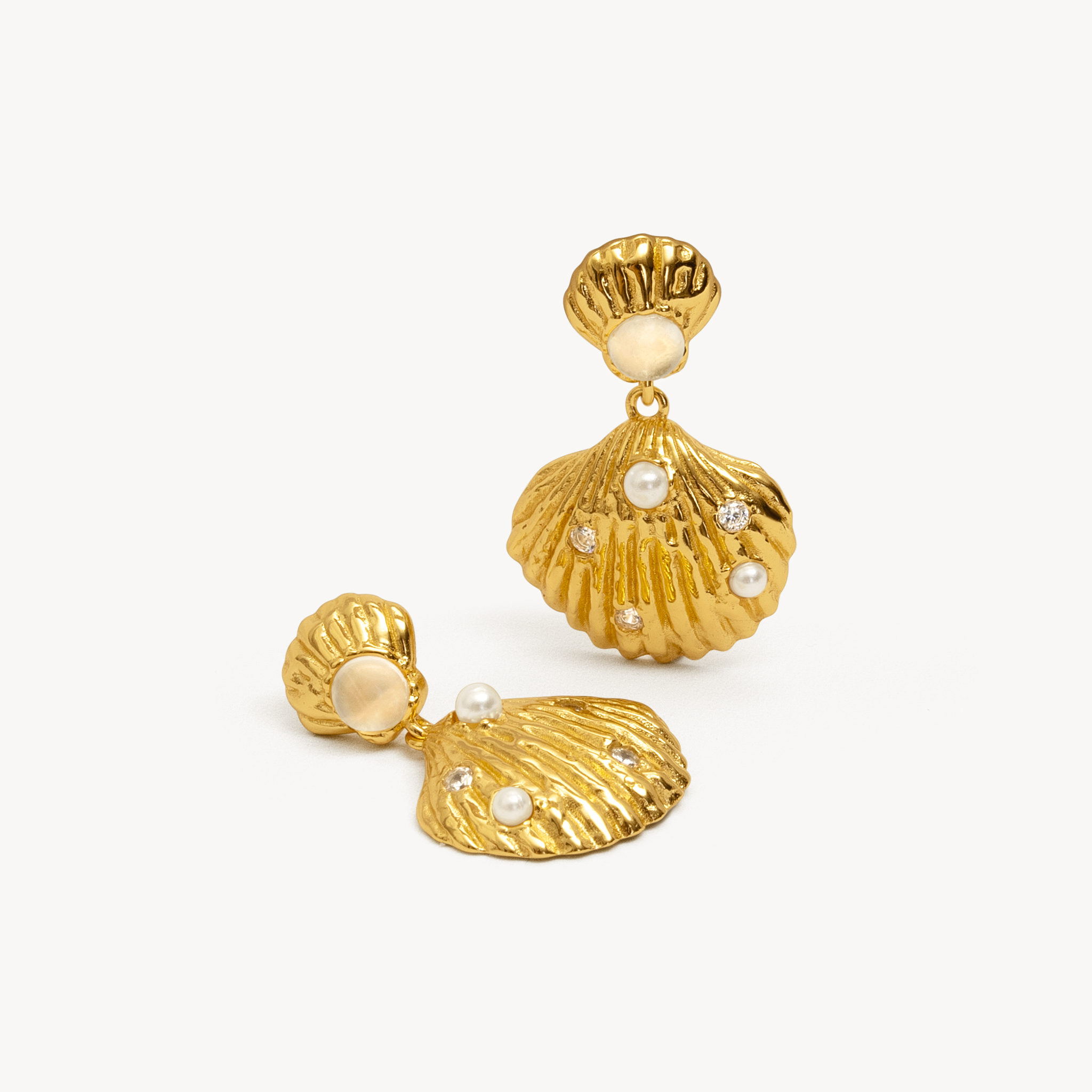 Golden Shell Drop Earrings Side