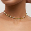 Heart String Chain Necklace Gold on model