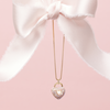 Ballet Slipper Sparkle Heart Pendant Necklace hanging with bow