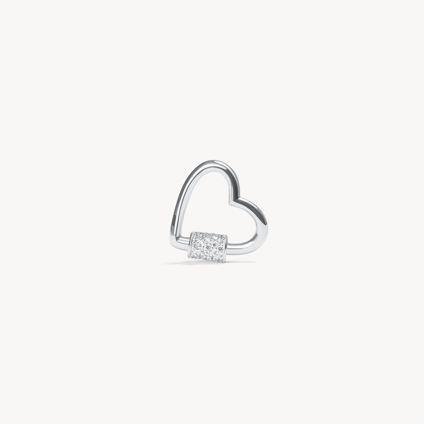 Silver Heart Carabiner Twist Link Charm Holder