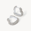 White Sparkle Heart Hoop Earrings
