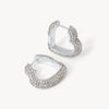 White Sparkle Heart Hoop Earrings