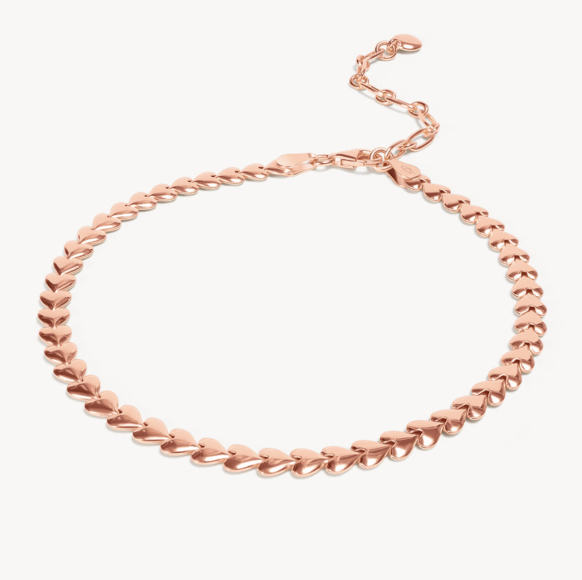 Heart String Chain Anklet in Rose Gold