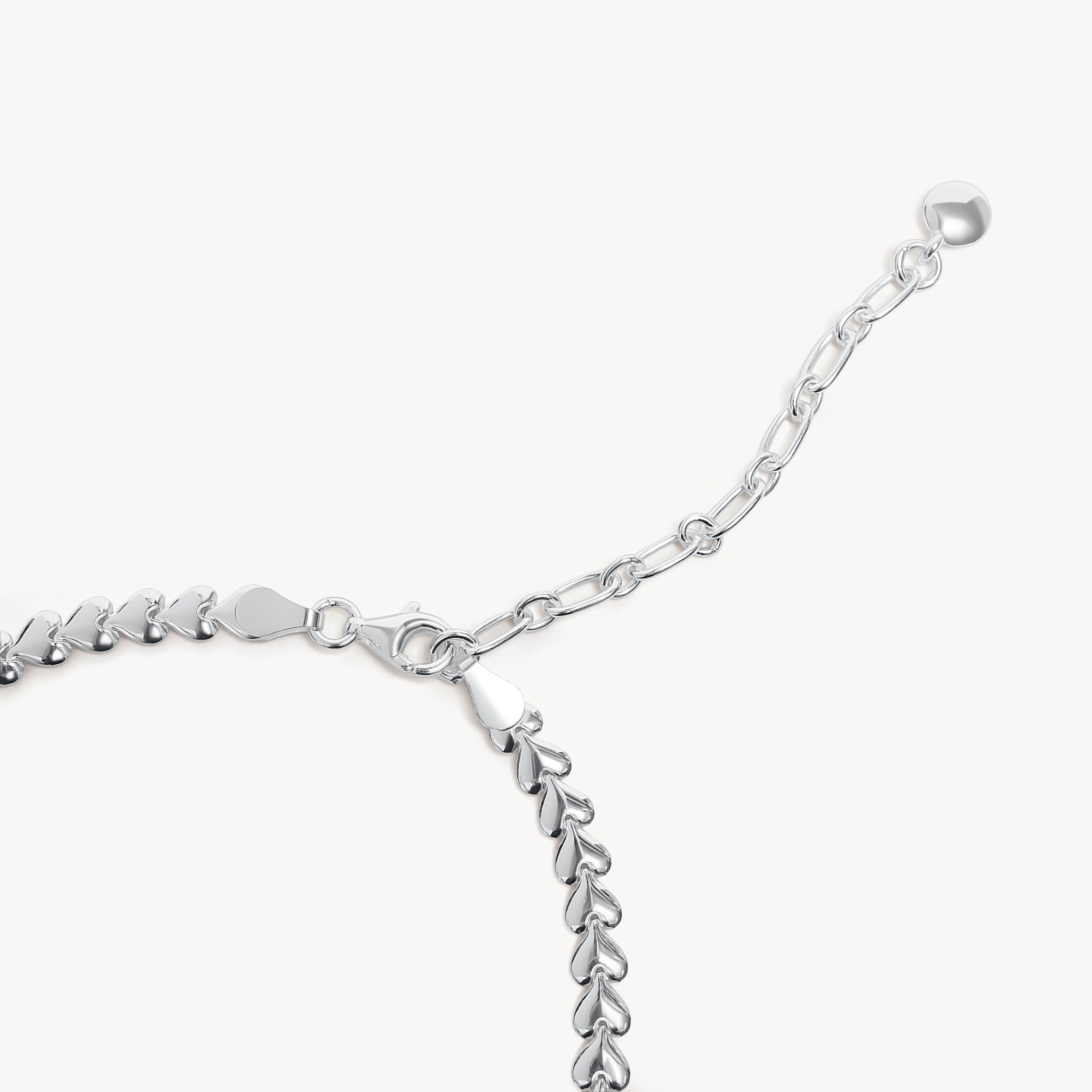 Silver Heart String Chain Anklet Closure