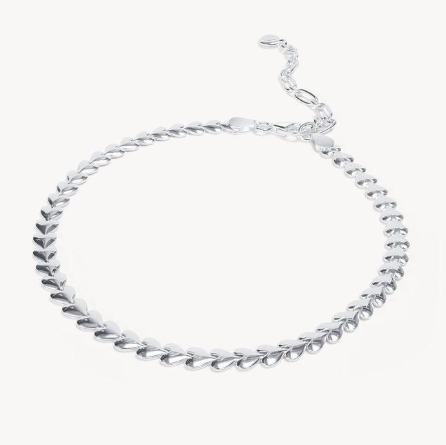 Silver Heart String Chain Anklet