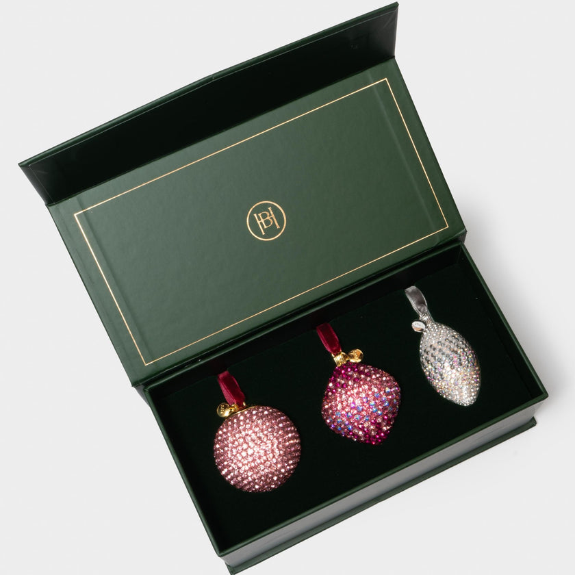 Fuchsia Fade Holiday Lights Ornament Set in packaging