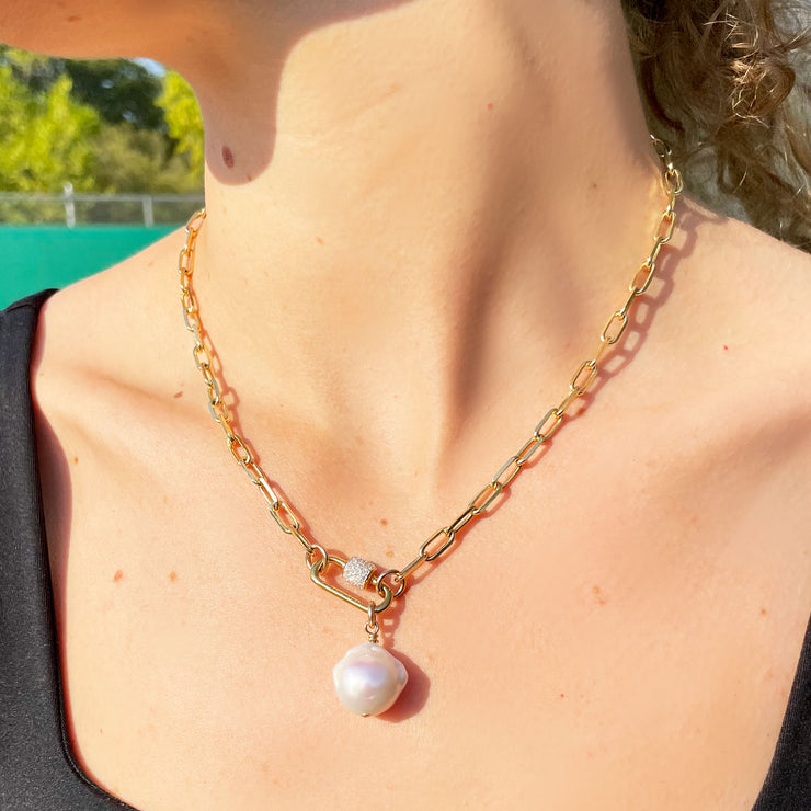 Baroque Pearl Charm on model