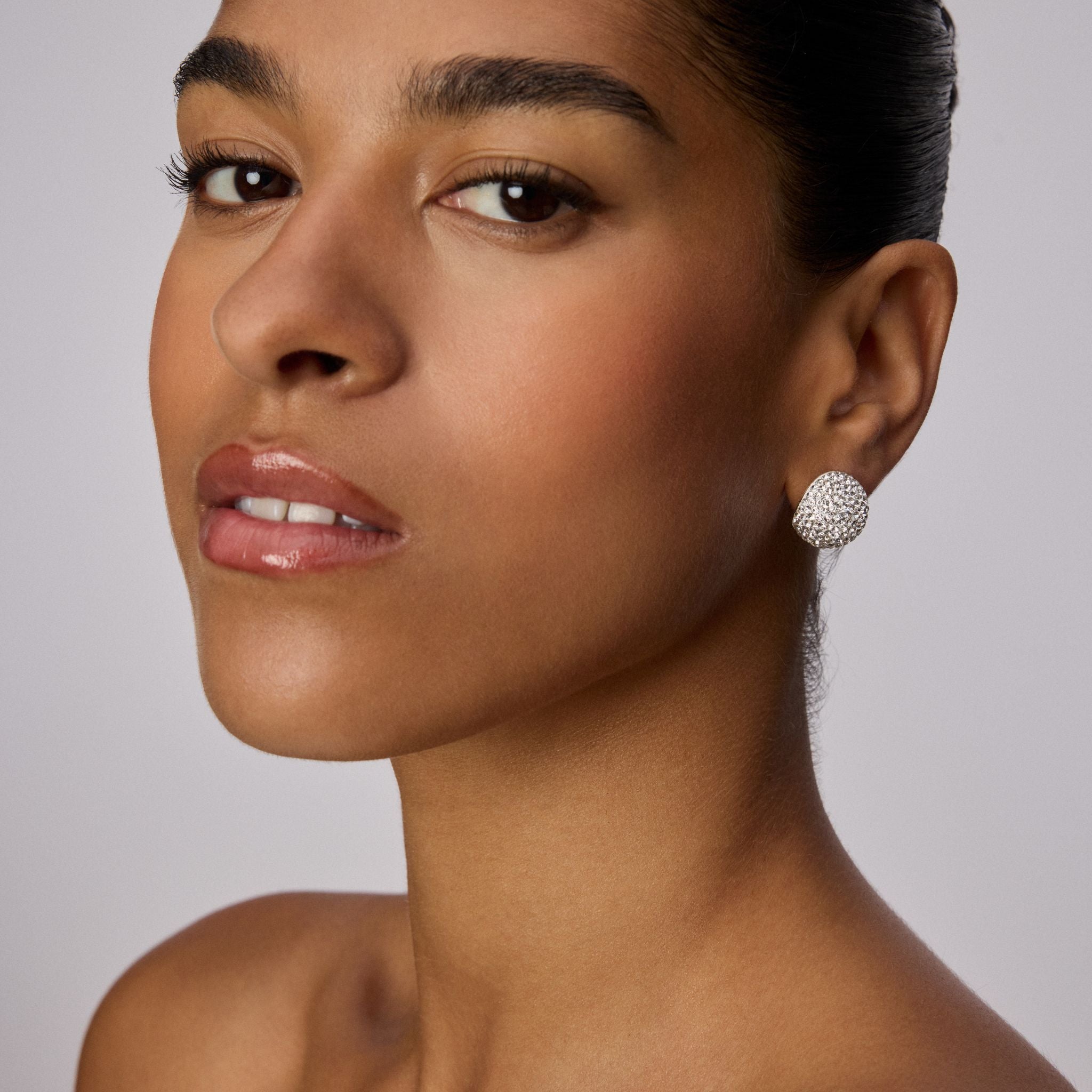 Icon Sparkle Stud Earrings on model