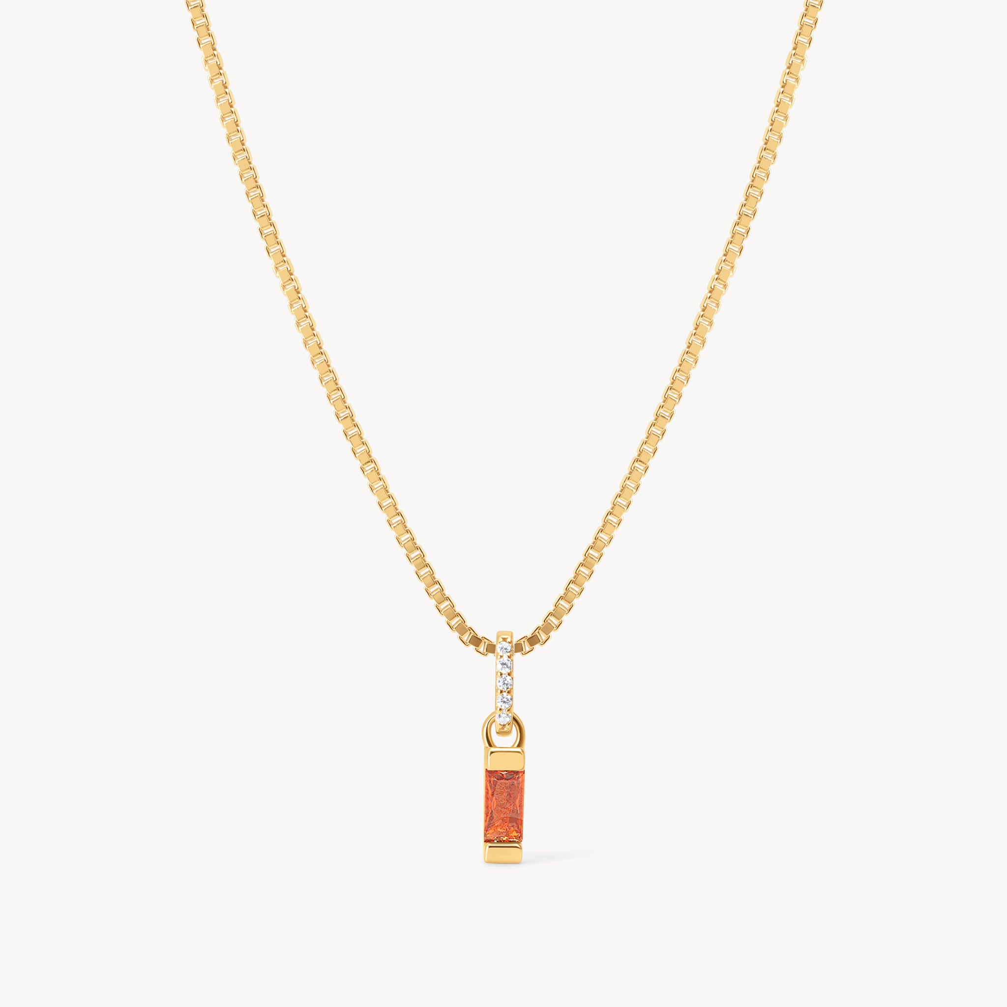 Gold January Birthstone Baguette Necklace