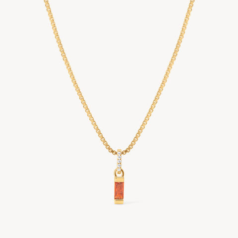 Gold January Birthstone Baguette Necklace