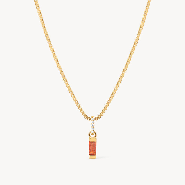 Gold January Birthstone Baguette Necklace