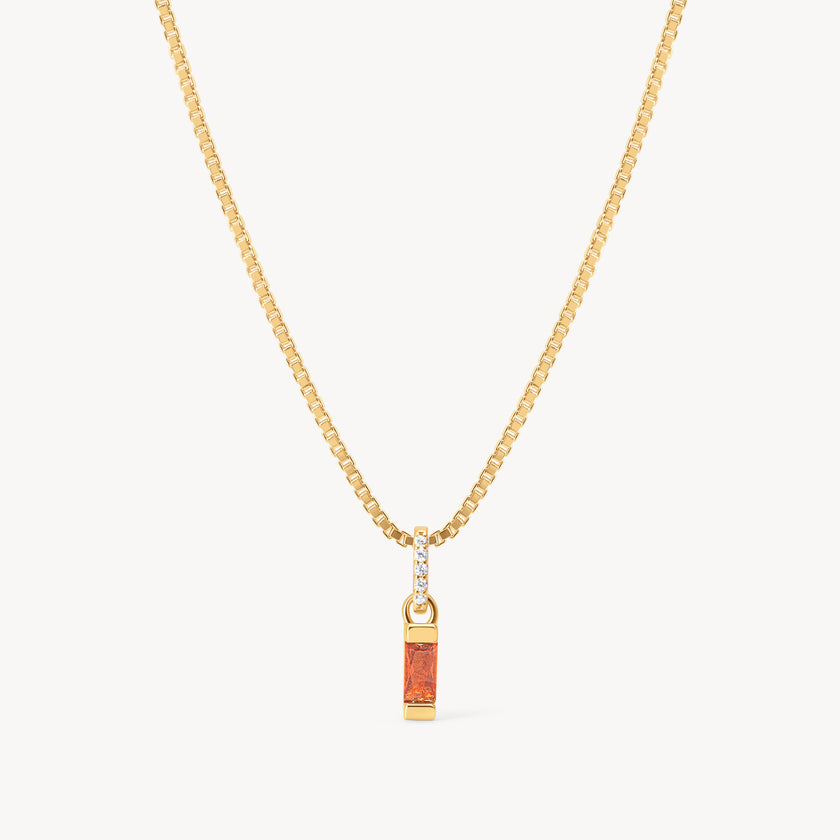 Gold January Birthstone Baguette Necklace