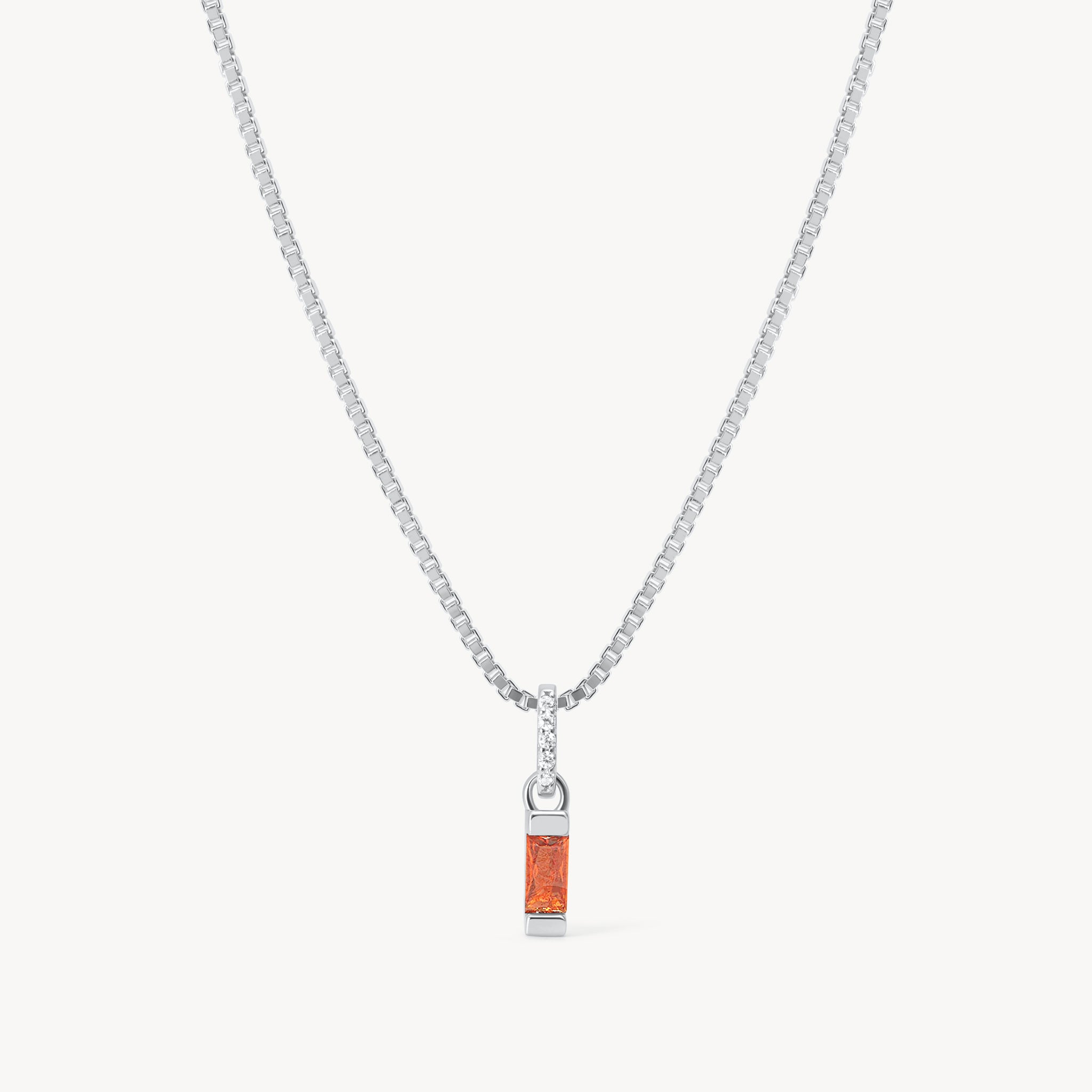 Silver January Birthstone Baguette Necklace