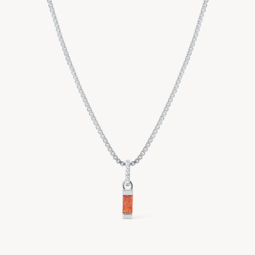 Silver January Birthstone Baguette Necklace