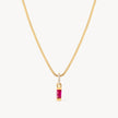 July Gold Birthstone Baguette Necklace